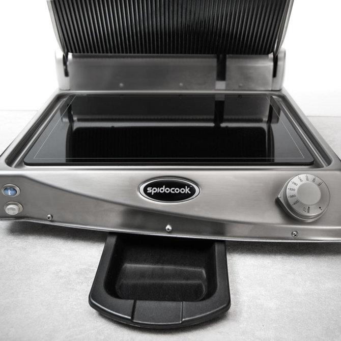 Spidocook Spidoglass Black Ribbed Top Plate SP015PR Medium Grill