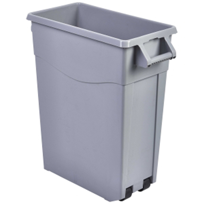 Genware Grey Slim Recycling Bin 65ltr