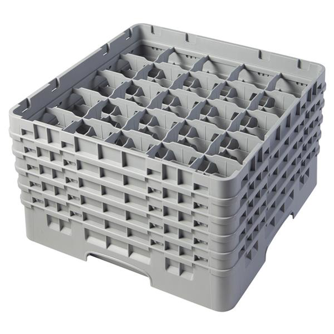25 Compartment Glass Rack with 5 Extenders H257mm - Grey