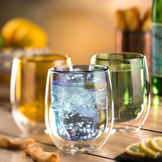 Double Wall Water Glass Blue 9.7oz / 270ml