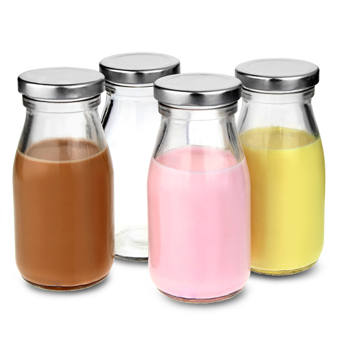 Mini Milk Bottles with Lids 7oz / 200ml