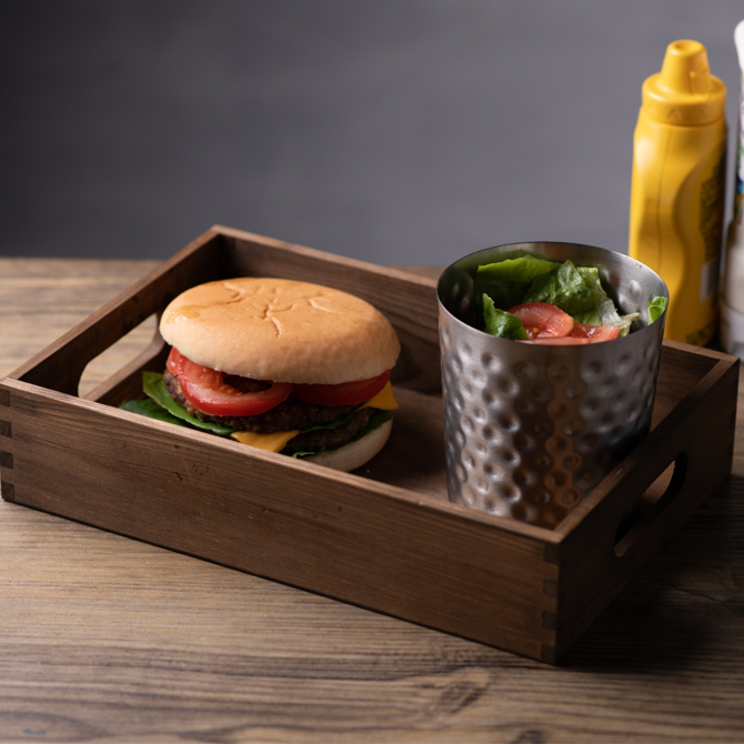 Wooden Burger Tray Dark Pine 28 x 19 x 6cm