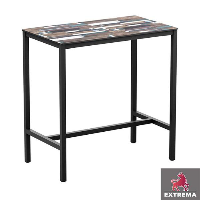 Extrema Driftwood 4 Leg Poseur Table Black 119 x 69cm