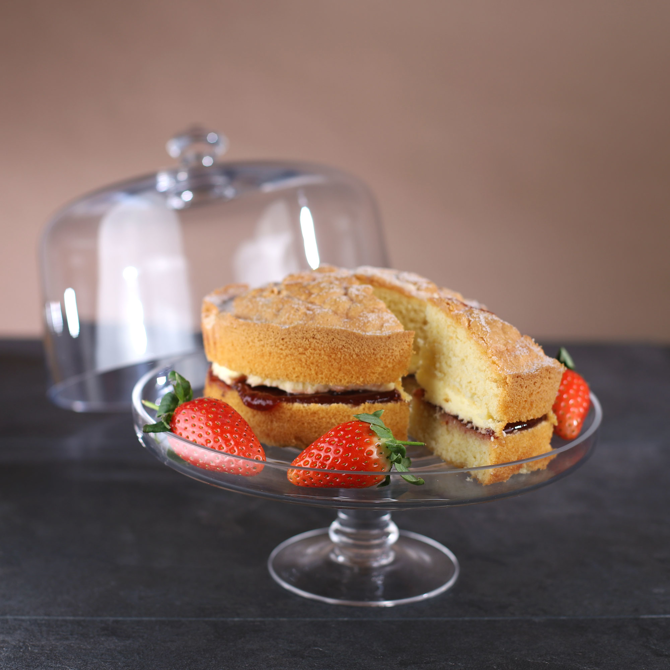 Glass Cake Stand & Dome 25.5cm