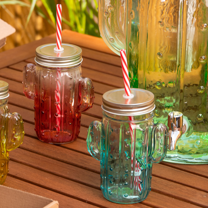 Faded Cactus Mason Jars 16oz / 454ml