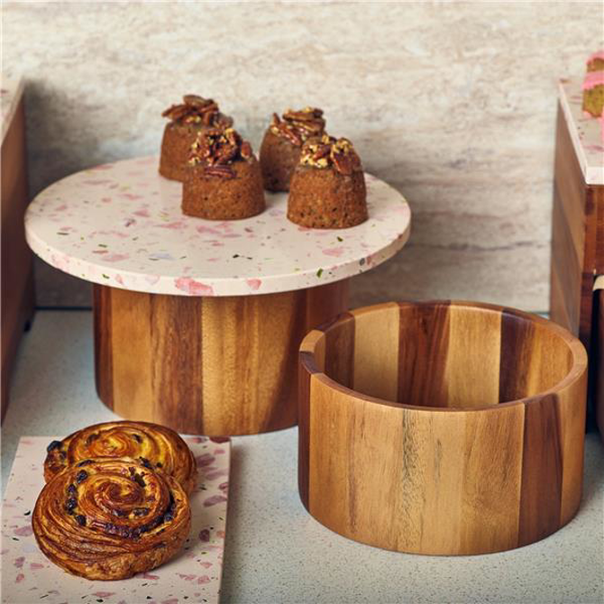 GenWare Acacia Wood Straight Sided Bowl 22.5 x 12cm