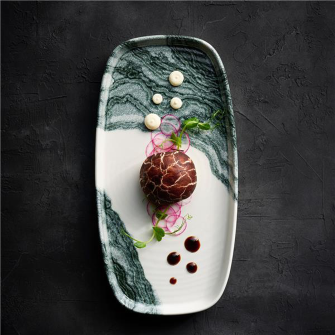 Tide Black Oblong Chefs Plates 12.625 x 7.25inch / 18.5cm