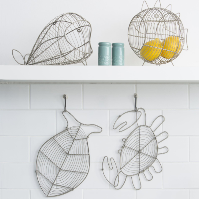Ocean Fish Basket In Satin Grey