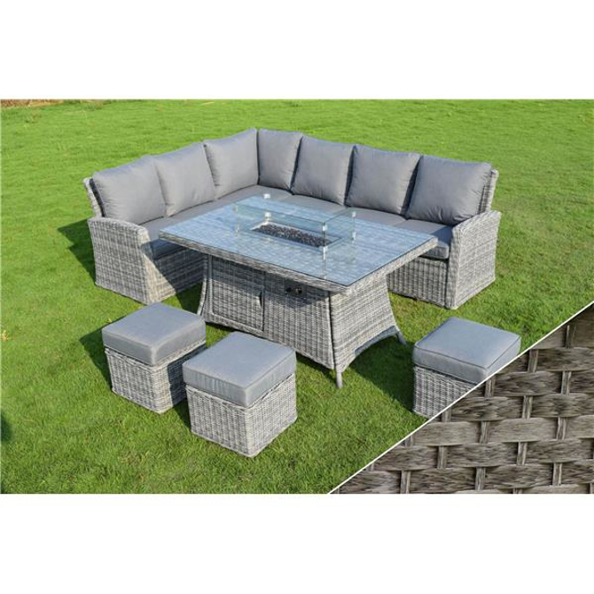 Maiori Dark Grey Large Causal Firepit Corner Set