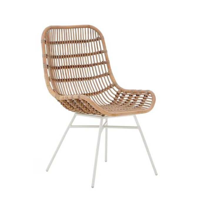 Lagom White Wash Iron Legs Rattan Chair
