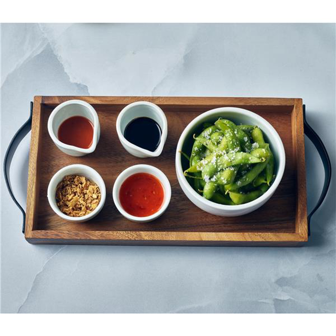 GenWare Acacia Wood Serving Tray with Metal Handles 32.5 x 17.5cm