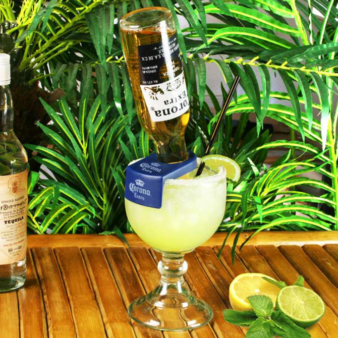 CoronaRita Bottle Holder & Schooner Glass