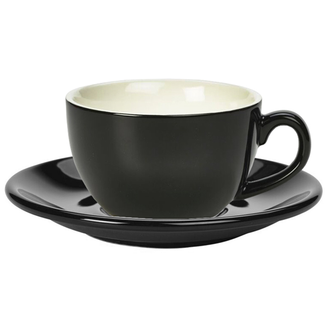 GenWare Black Bowl Shaped Cup and Saucer 12oz / 340ml