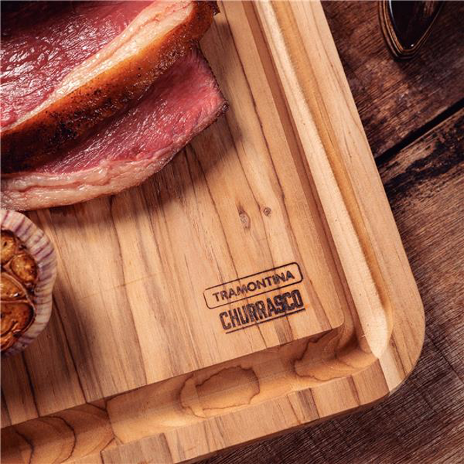 Teak Wood Steak & Burgers Board with Groove 23 x 40cm