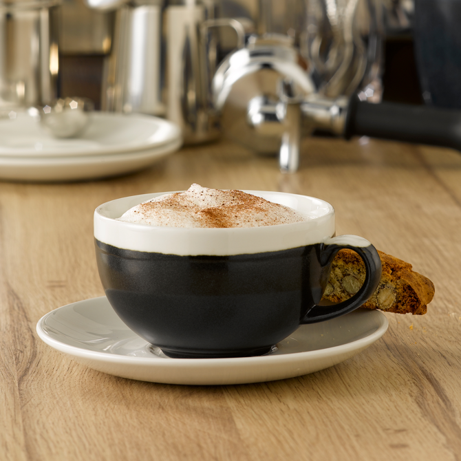 Churchill Monochrome Onyx Black Cappuccino Cups 12oz / 340ml