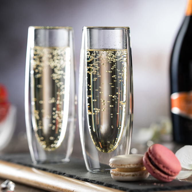 Double Walled Stemless Champagne Glasses 6oz / 160ml