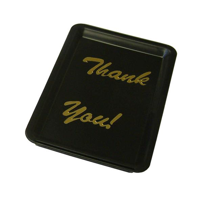 Black Plastic Thank You Tip Tray