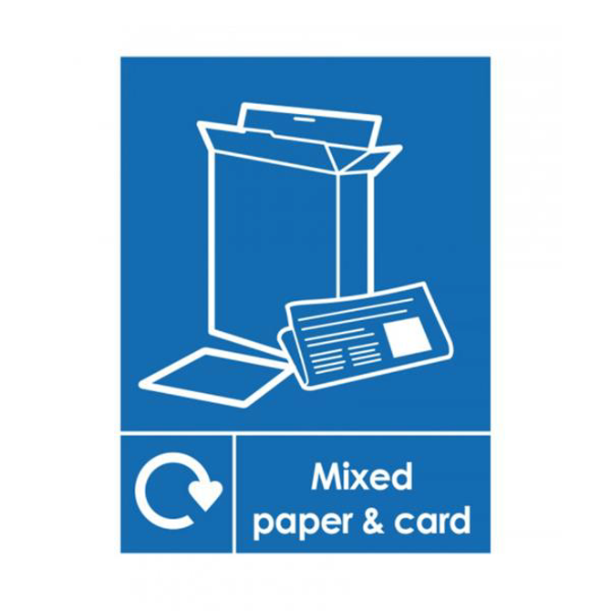 Mixed Paper & Card Recycling Sticker 200 x 150mm