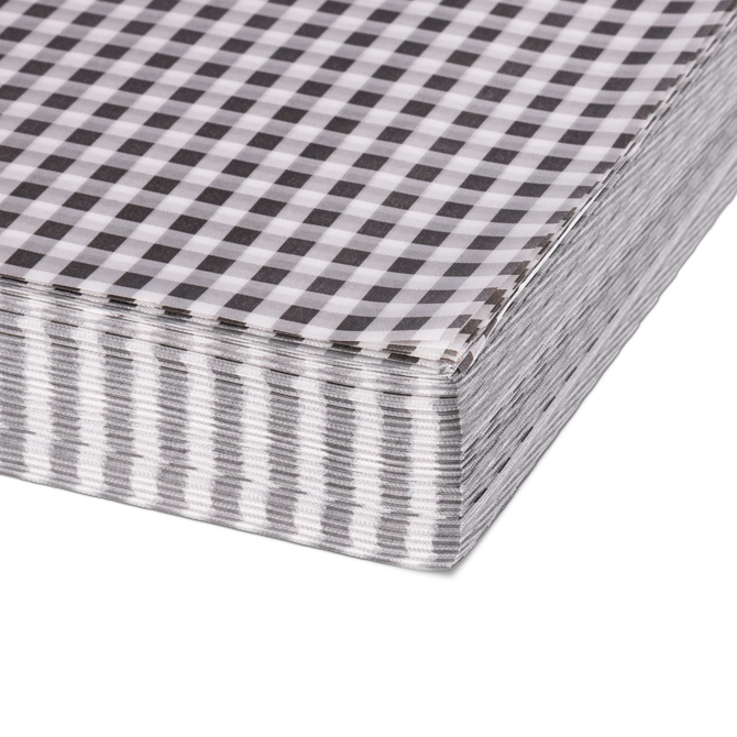 Black Gingham Greaseproof Paper 25 x 20cm