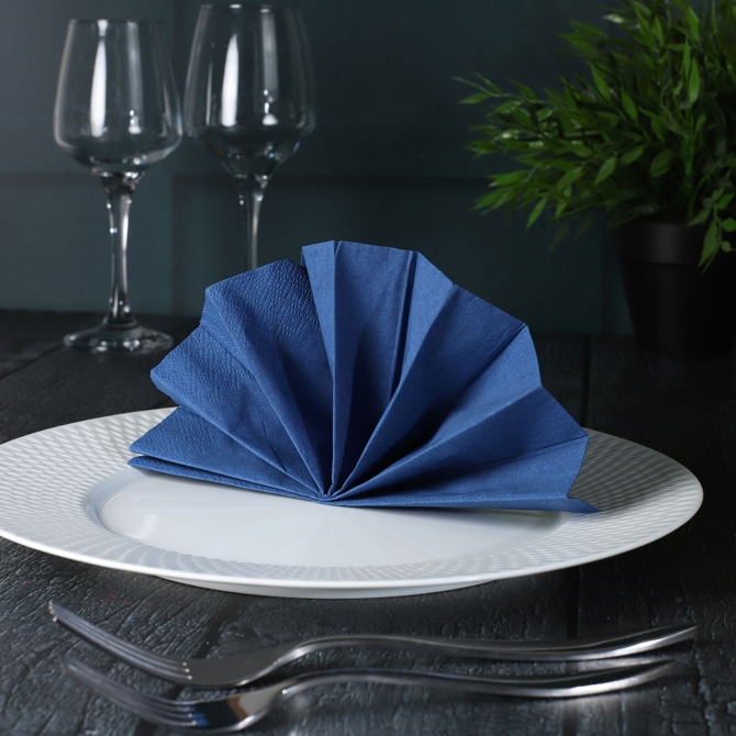 3ply 4 Fold Dark Blue Napkins 40cm x 40cm