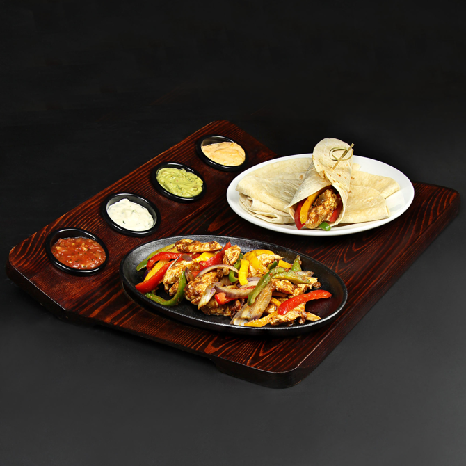 Fajita Serving Board with Sizzle Platter Set