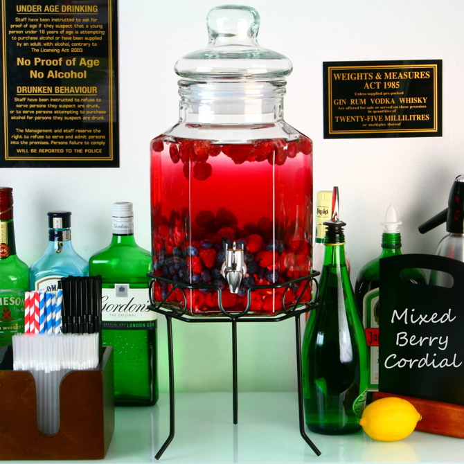 Hexagonal Glass Drinks Dispenser with Stand 197oz / 5.6ltr