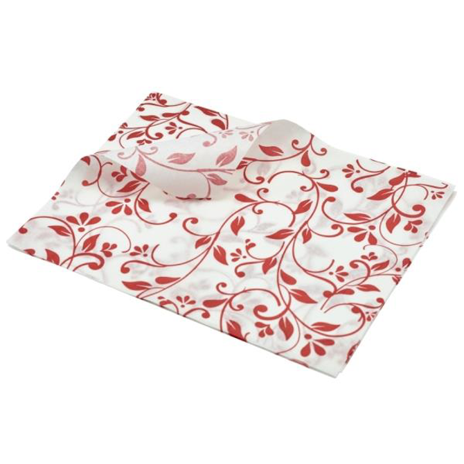 Greaseproof Paper Red Floral Print 25 x 20cm