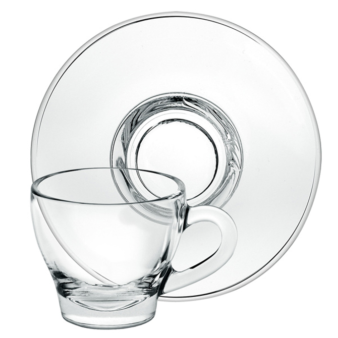 Borgonovo Taza Ischia Cappuccino Glass and Saucer 6.3oz / 180ml