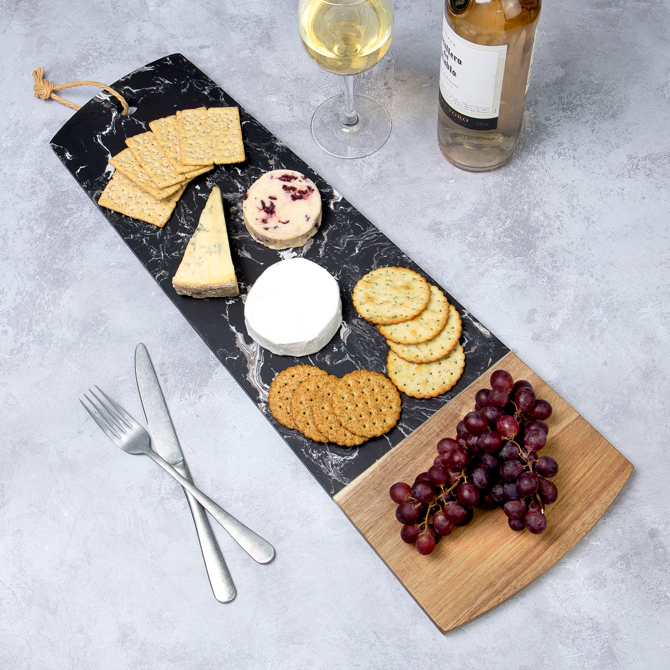 Black Marble & Acacia Serving Board 60 x 20cm