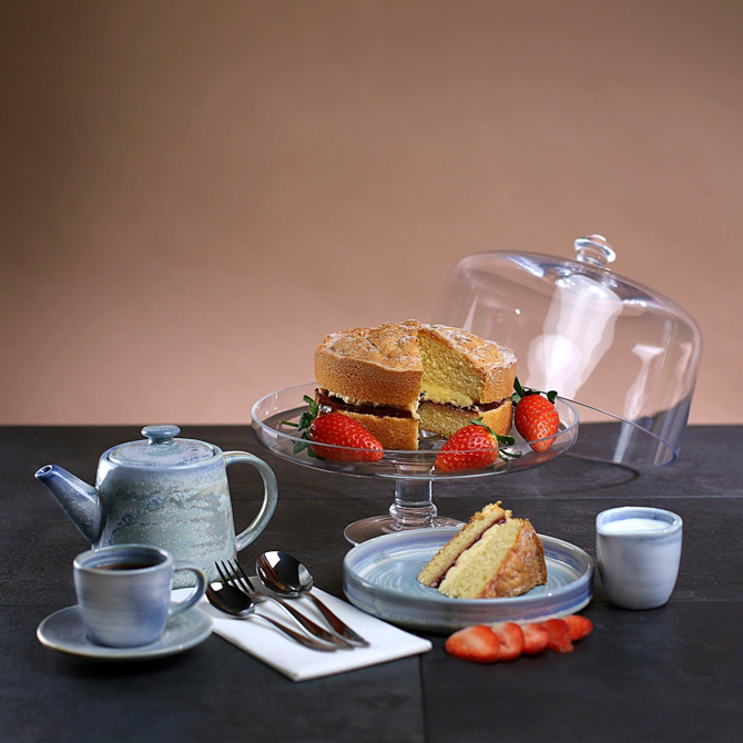 Glass Cake Stand & Dome 25.5cm
