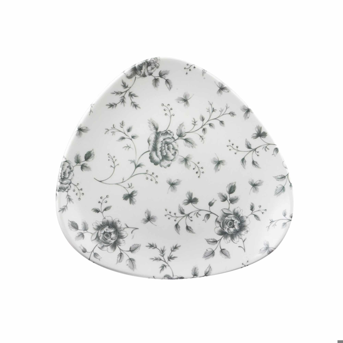 Churchill Vintage Prints Grey Rose Chintz Triangle Plates 9inch / 22.8cm
