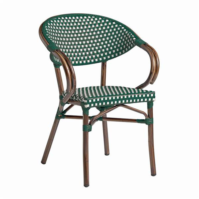 Panda Arm Chair Green & White Weave