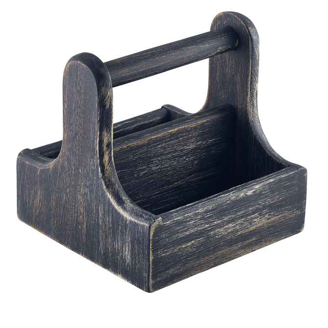 Genware Small Wooden Table Caddy Black