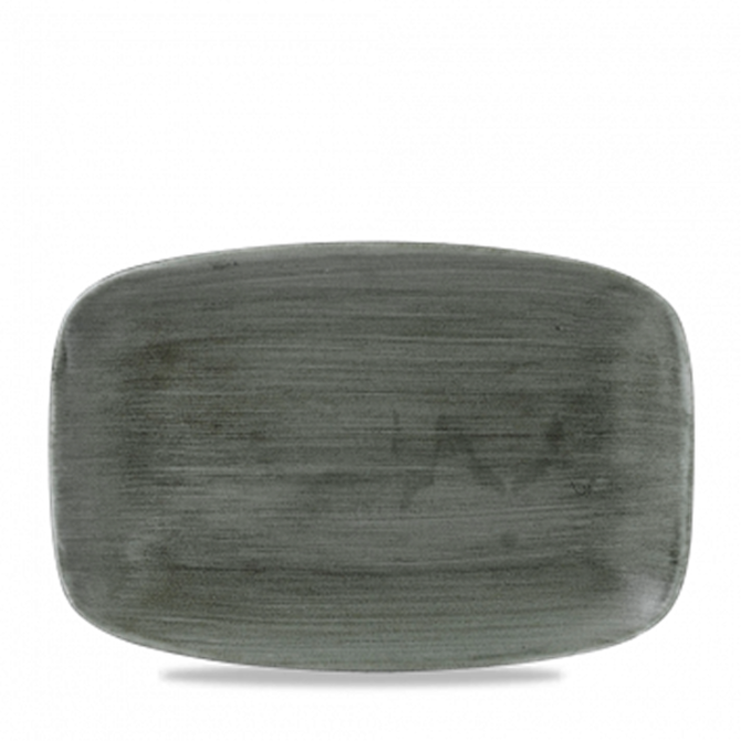 Stonecast Patina Burnished Green Oblong Chefs Plate 12 x 7.80inch
