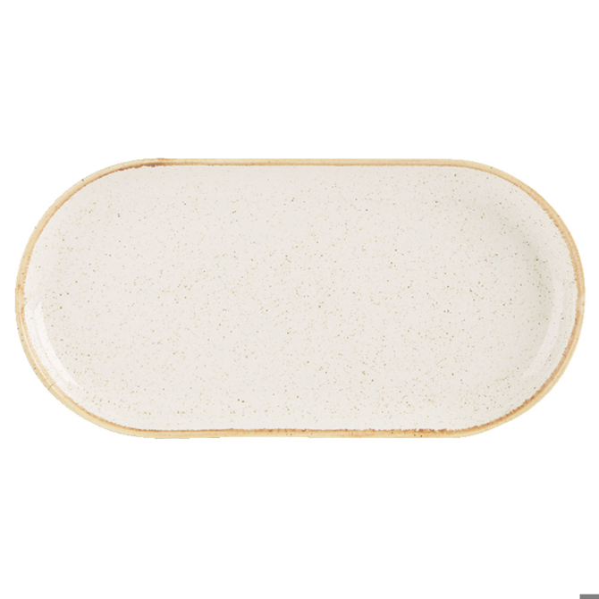 Seasons Oatmeal Narrow Oval Plate 32 x 20cm