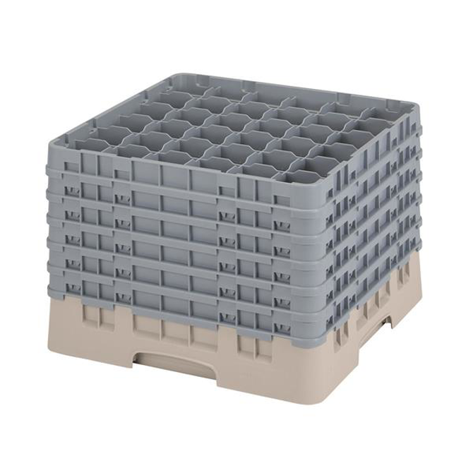 36 Compartment Glass Rack with 6 Extenders H320mm - Beige