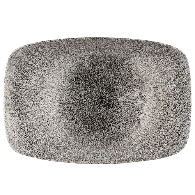 Studio Prints Raku Oblong Platter Quartz Black 13.87inch / 35.5cm