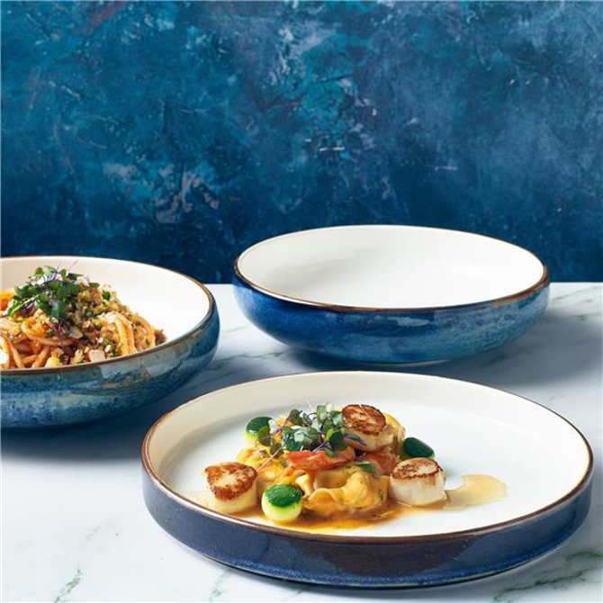 Terra Porcelain Aqua Blue Two Tone Presentation Plate 26cm