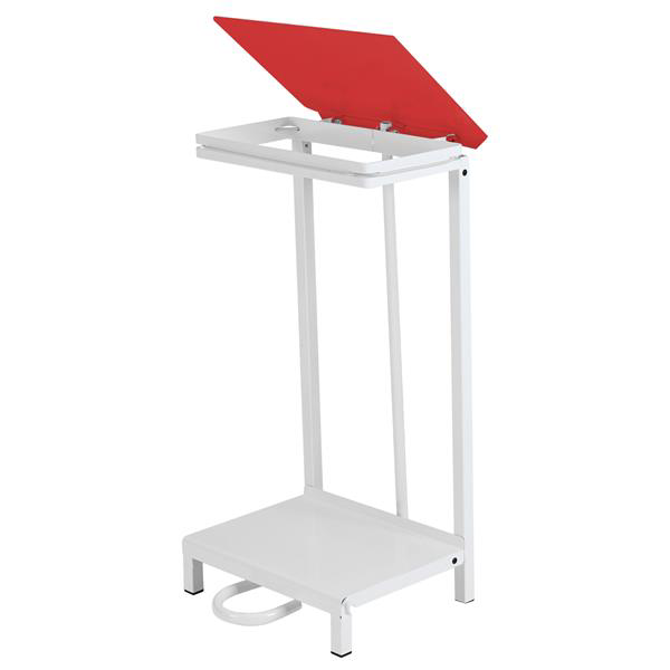 Mobile Polypropylene & Aluminium Open Sack Holder With Red Lid 92ltr