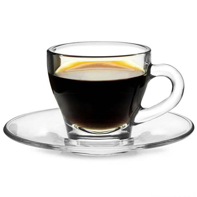 Borgonovo Taza Ischia Espresso Glass and Saucer 2.8oz / 80ml