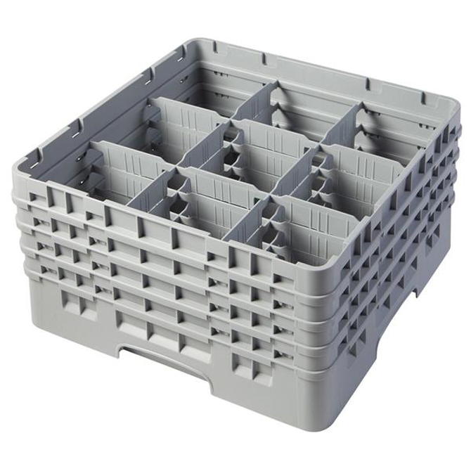 9 Compartment Glass Rack with 4 Extenders H215mm - Grey