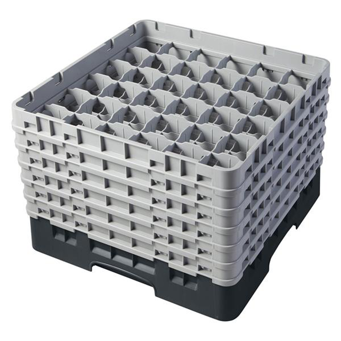 36 Compartment Glass Rack with 6 Extenders H298mm - Black