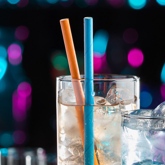 Solid Paper Straws Orange 8inch