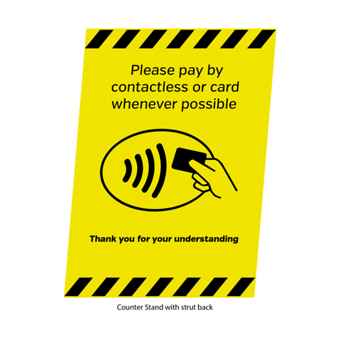 Card & Contactless Payments Wherever Possible A4 Freestanding Counter Top Sign