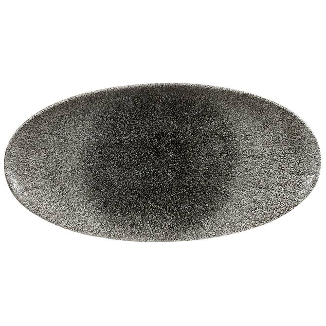 Studio Prints Raku Chefs Oval Plates Quartz Black  13.6inch / 34.7cm