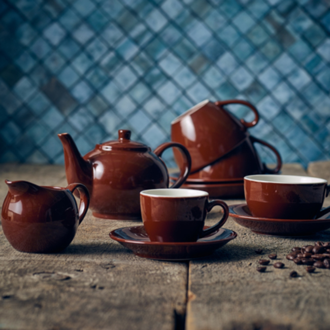 GenWare Porcelain Brown Bowl Shaped Cup 90ml / 3oz