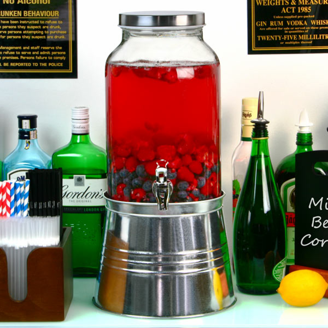 Mason Jar Drinks Dispenser with Ice Bucket Stand 5ltr