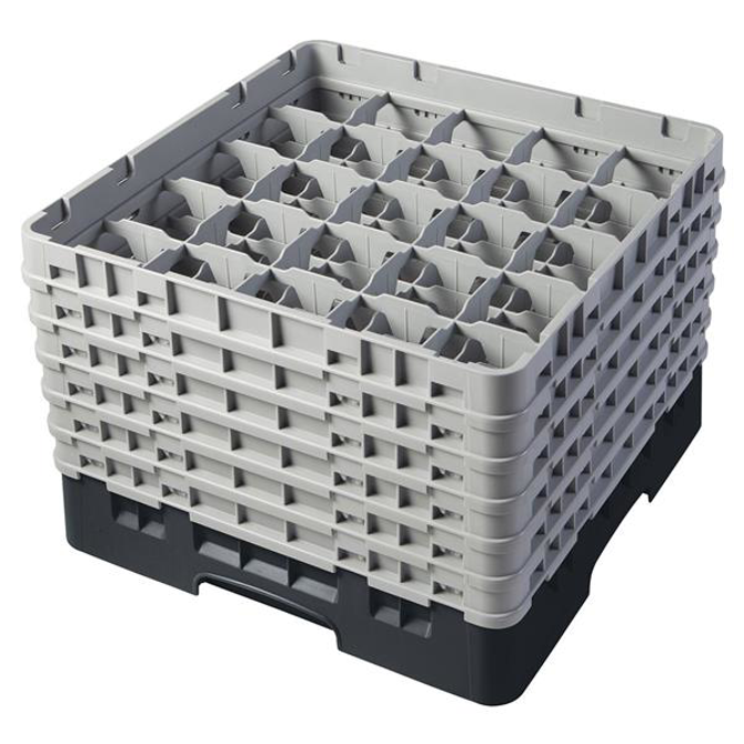 25 Compartment Glass Rack with 6 Extenders H298mm - Black