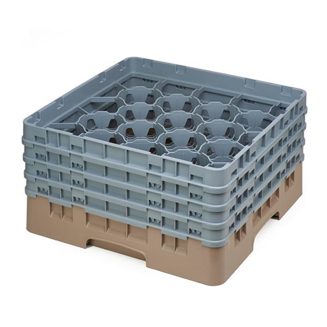 20 Compartment Glass Rack with 4 Extenders H215mm - Beige