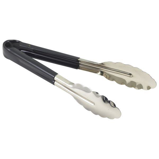 Genware Colour Coded Stainless Steel Tong 31cm Black